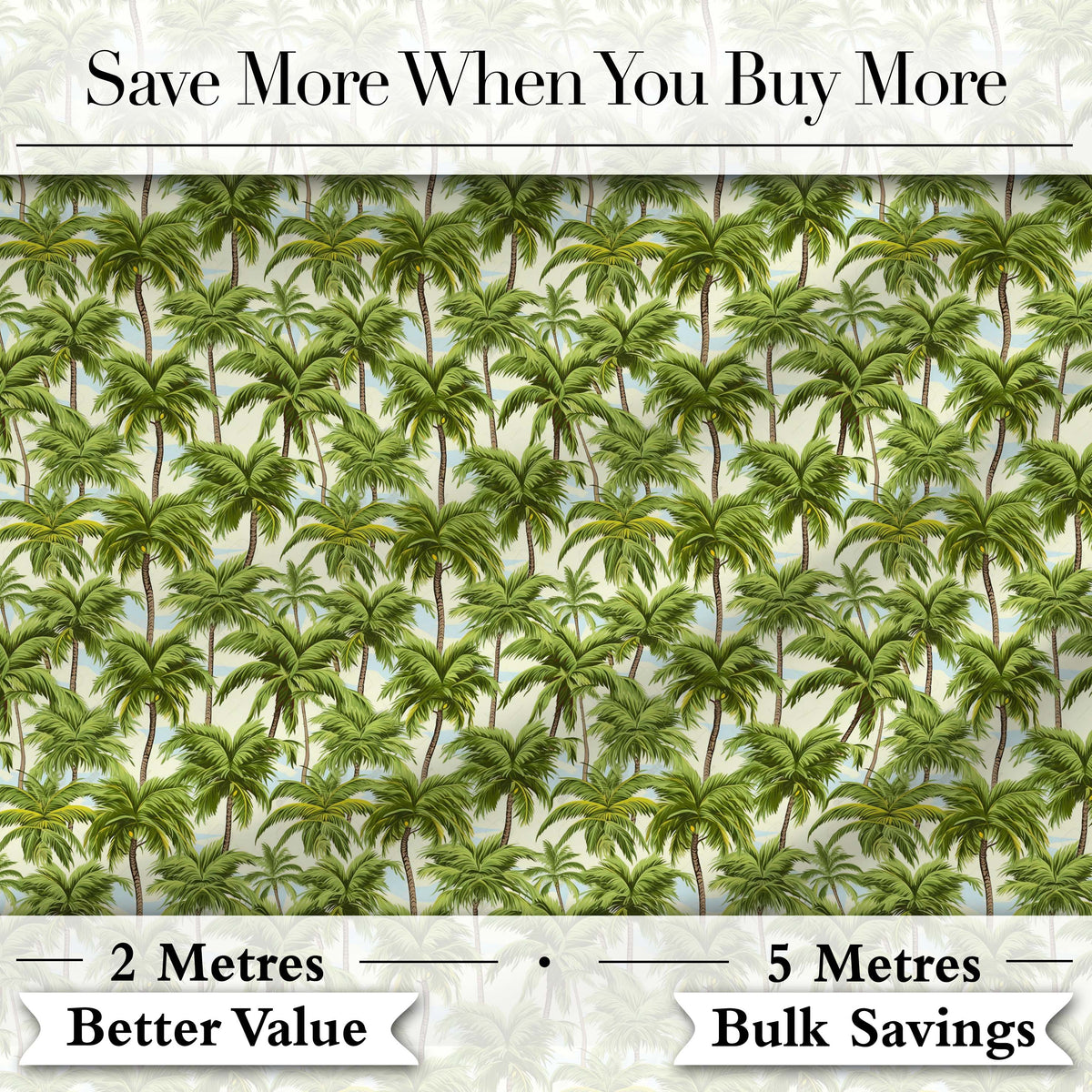 Tropical Palm Tree Summer Beach Seamless Pattern on Cream Background Digital Print Fabric by the Metre UK Sewing Quilting Textile