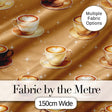Coffee Latte Cappuccino Cup Seamless Pattern on Beige Background Digital Print Fabric by the Metre UK Sewing Quilting Textile