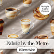 Coffee Latte Cappuccino Mug Seamless Pattern on Light Beige Background Digital Print Fabric by the Metre UK Sewing Quilting Textile
