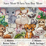 Cute Cartoon Jungle Safari Animals Seamless Pattern on Cream Background Digital Print Fabric by the Metre UK Sewing Quilting Textile
