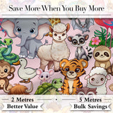 Cute Cartoon Jungle Safari Animals Seamless Pattern on Pink Background Digital Print Fabric by the Metre UK Sewing Quilting Textile
