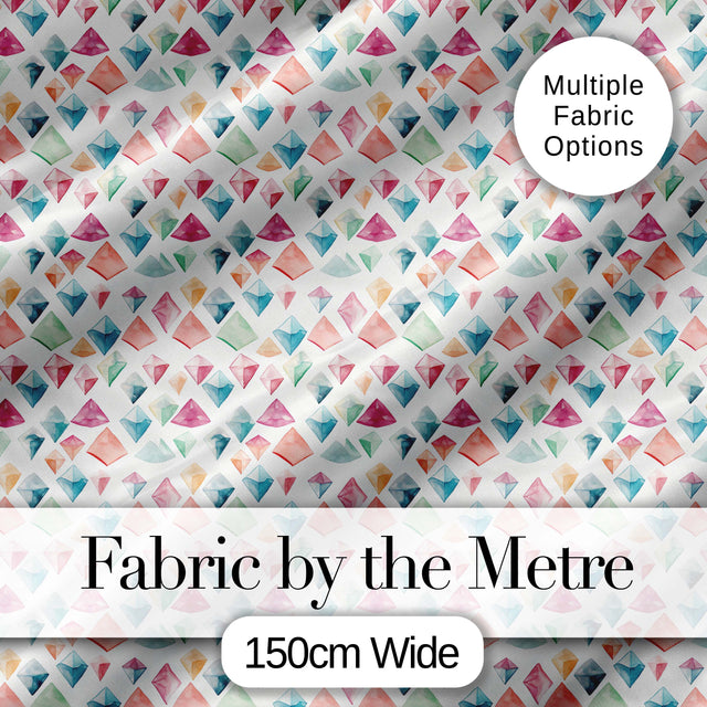 Watercolor Pastel Gem Diamond Seamless Pattern Digital Print Fabric by the Metre UK Sewing Quilting Textile