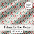 Diamond Geometric Seamless Pattern in Red Teal Cream Digital Print Fabric by the Metre UK Sewing Quilting Textile