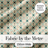 Vintage Floral Diamond Lattice Seamless Pattern Digital Print Fabric by the Metre UK Sewing Quilting Textile