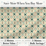 Vintage Floral Diamond Lattice Seamless Pattern Digital Print Fabric by the Metre UK Sewing Quilting Textile