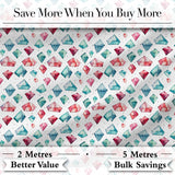 Watercolor Gem Crystal Seamless Pattern on White Digital Print Fabric by the Metre UK Sewing Quilting Textile