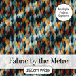 Abstract Diamond Mosaic Seamless Pattern in Teal Orange Blue Digital Print Fabric by the Metre UK Sewing Quilting Textile