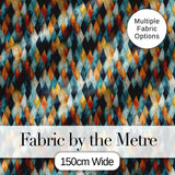 Abstract Diamond Mosaic Seamless Pattern in Teal Orange Blue Digital Print Fabric by the Metre UK Sewing Quilting Textile