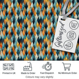 Abstract Diamond Mosaic Seamless Pattern in Teal Orange Blue Digital Print Fabric by the Metre UK Sewing Quilting Textile