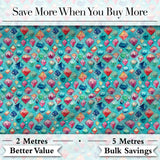 Colorful Gem Crystal Diamond Seamless Pattern on Teal Background Digital Print Fabric by the Metre UK Sewing Quilting Textile