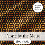 Autumn Golden Leaf Seamless Pattern on Dark Brown Background Digital Print Fabric by the Metre UK Sewing Quilting Textile