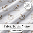 Vintage Wooden Rocking Horse Seamless Pattern on Soft Neutral Background Digital Print Fabric by the Metre UK Sewing Quilting Textile
