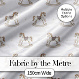 Vintage Wooden Rocking Horse Seamless Pattern on Soft Neutral Background Digital Print Fabric by the Metre UK Sewing Quilting Textile
