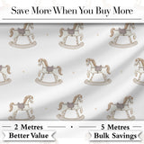 Vintage Wooden Rocking Horse Seamless Pattern on Soft Neutral Background Digital Print Fabric by the Metre UK Sewing Quilting Textile