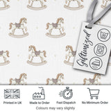 Vintage Wooden Rocking Horse Seamless Pattern on Soft Neutral Background Digital Print Fabric by the Metre UK Sewing Quilting Textile