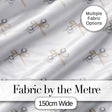 Elegant Silver Bell Ribbon Seamless Pattern on Soft White Background Digital Print Fabric by the Metre UK Sewing Quilting Textile