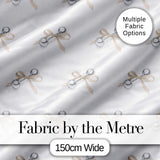 Elegant Silver Bell Ribbon Seamless Pattern on Soft White Background Digital Print Fabric by the Metre UK Sewing Quilting Textile