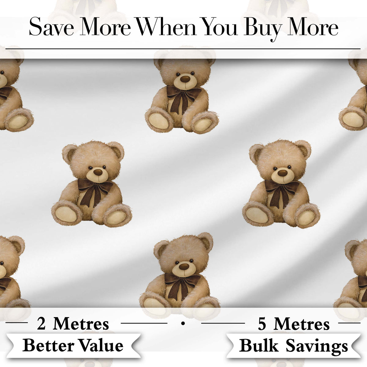 Cute Teddy Bear Plush Toy Seamless Pattern on Soft Grey Background Digital Print Fabric by the Metre UK Sewing Quilting Textile