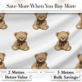 Cute Teddy Bear Plush Toy Seamless Pattern on Soft Grey Background Digital Print Fabric by the Metre UK Sewing Quilting Textile