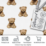 Cute Teddy Bear Plush Toy Seamless Pattern on Soft Grey Background Digital Print Fabric by the Metre UK Sewing Quilting Textile
