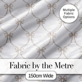 Elegant Ribbon Bow Lattice Seamless Pattern on Soft Neutral Background Digital Print Fabric by the Metre UK Sewing Quilting Textile