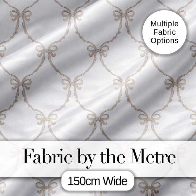 Elegant Ribbon Bow Lattice Seamless Pattern on Soft Neutral Background Digital Print Fabric by the Metre UK Sewing Quilting Textile