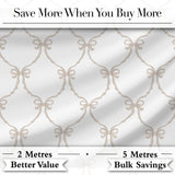 Elegant Ribbon Bow Lattice Seamless Pattern on Soft Neutral Background Digital Print Fabric by the Metre UK Sewing Quilting Textile