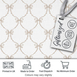 Elegant Ribbon Bow Lattice Seamless Pattern on Soft Neutral Background Digital Print Fabric by the Metre UK Sewing Quilting Textile