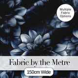 Monochrome Dark Blue Floral Seamless Pattern Elegant Botanical Design Digital Print Fabric by the Metre UK Sewing Quilting Textile