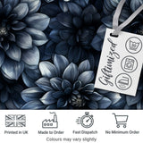 Monochrome Dark Blue Floral Seamless Pattern Elegant Botanical Design Digital Print Fabric by the Metre UK Sewing Quilting Textile