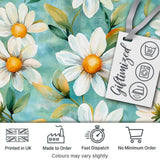 Watercolor White Daisy Floral Seamless Pattern on Teal Background Digital Print Fabric by the Metre UK Sewing Quilting Textile