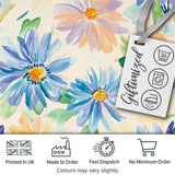 Watercolor Blue Floral Botanical Seamless Pattern on Cream Background Digital Print Fabric by the Metre UK Sewing Quilting Textile