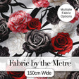 Elegant Rose Floral Seamless Pattern in Red Black and White Digital Print Fabric by the Metre UK Sewing Quilting Textile