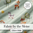Cute Woodland Deer Fox Mushroom Seamless Pattern on Sage Green Background Digital Print Fabric by the Metre UK Sewing Quilting Textile