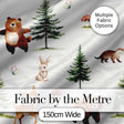 Cute Woodland Forest Animals Bear Bunny Deer   on Soft Neutral Background Digital Print Fabric by the Metre UK Sewing Quilting Textile