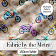 Colorful Kids Dirt Bike Motocross Seamless Pattern on Beige Background Digital Print Fabric by the Metre UK Sewing Quilting Textile