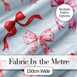 Watercolor Ribbon Bow Seamless Pattern on Soft Blue Background Digital Print Fabric by the Metre UK Sewing Quilting Textile