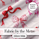 Watercolor Ribbon Bow Seamless Pattern on White Background Digital Print Fabric by the Metre UK Sewing Quilting Textile