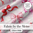 Watercolor Ribbon Bow Seamless Pattern on Pink Gingham Background Digital Print Fabric by the Metre UK Sewing Quilting Textile