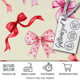 Watercolor Ribbon Bow Seamless Pattern on Cream Background Digital Print Fabric by the Metre UK Sewing Quilting Textile