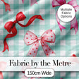 Watercolor Ribbon Bow Seamless Pattern on Mint Gingham Background Digital Print Fabric by the Metre UK Sewing Quilting Textile