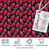 Dragon Fruit Pattern with Green Leaves on Dark Background Digital Print Fabric by the Metre UK Sewing Quilting Textile