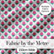 Stylised Pink Floral Bud Pattern with Green Leaves on Light Background Digital Print Fabric by the Metre UK Sewing Quilting Textile
