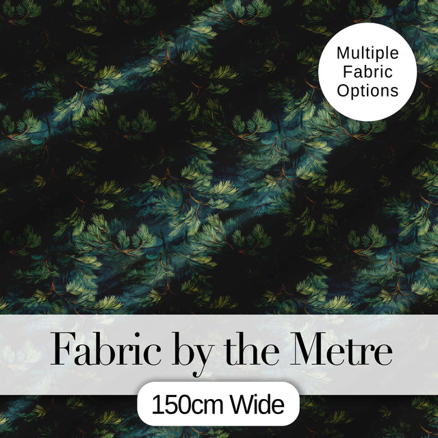 Minimal Pine Needle Sprig Pattern on Light Background Digital Print Fabric by the Metre UK Sewing Quilting Textile