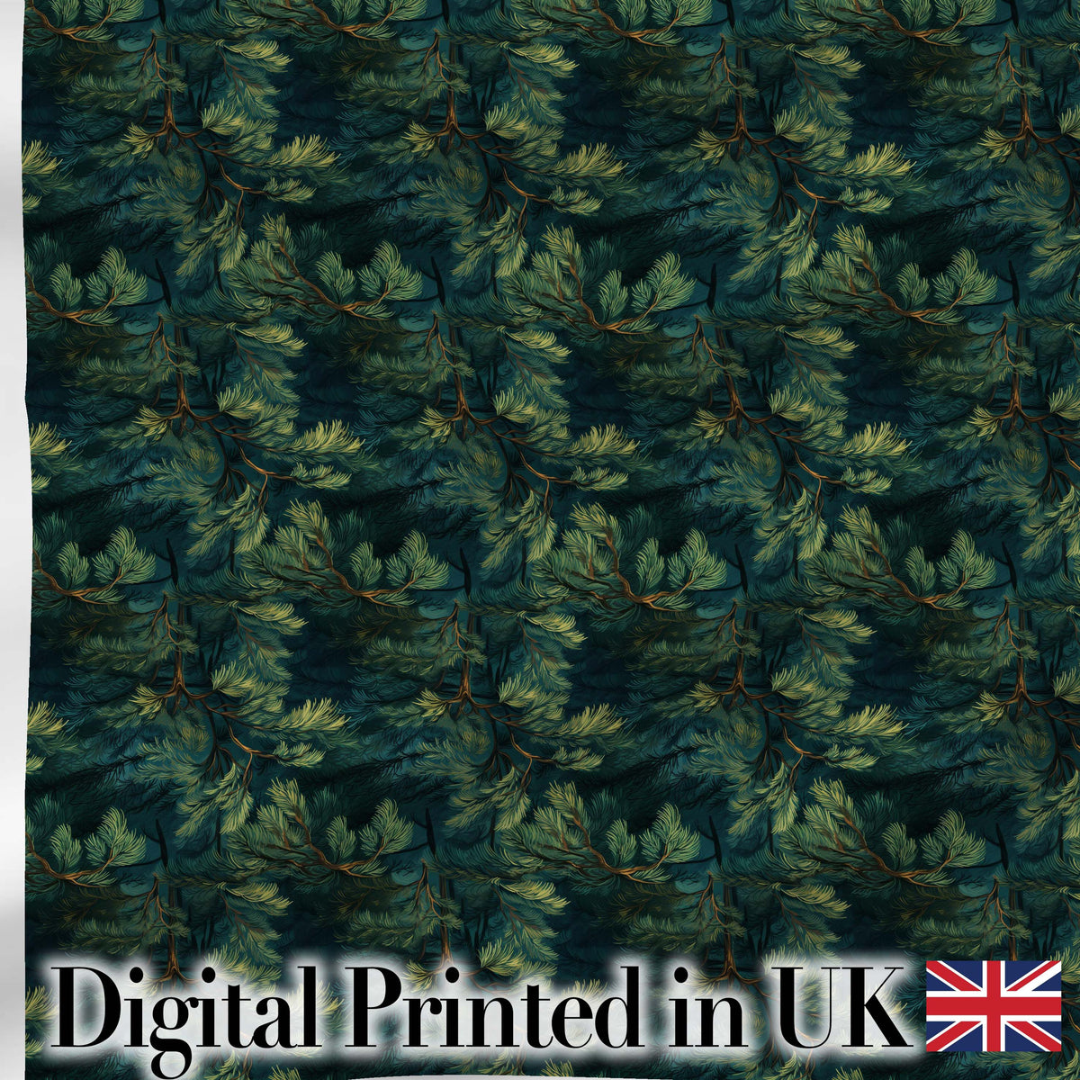 Minimal Pine Needle Sprig Pattern on Light Background Digital Print Fabric by the Metre UK Sewing Quilting Textile
