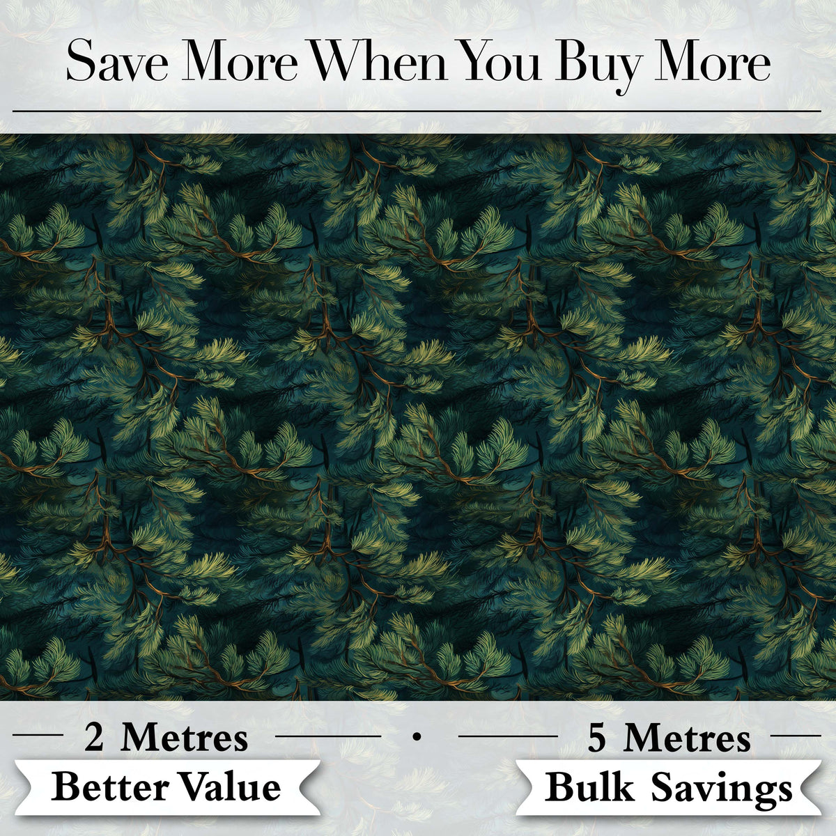 Minimal Pine Needle Sprig Pattern on Light Background Digital Print Fabric by the Metre UK Sewing Quilting Textile