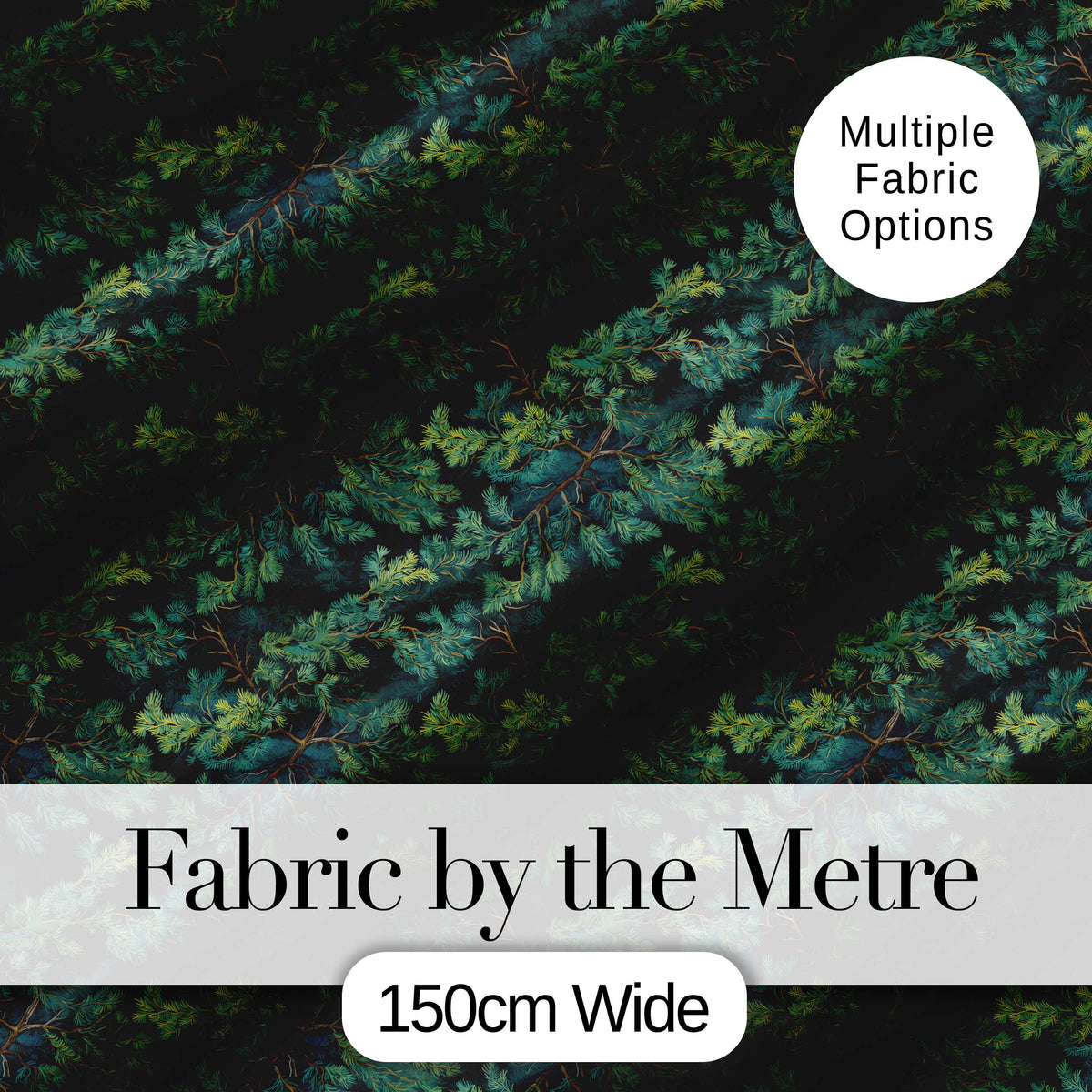 Vintage Pine Tree Repeat Pattern on Beige Background Digital Print Fabric by the Metre UK Sewing Quilting Textile