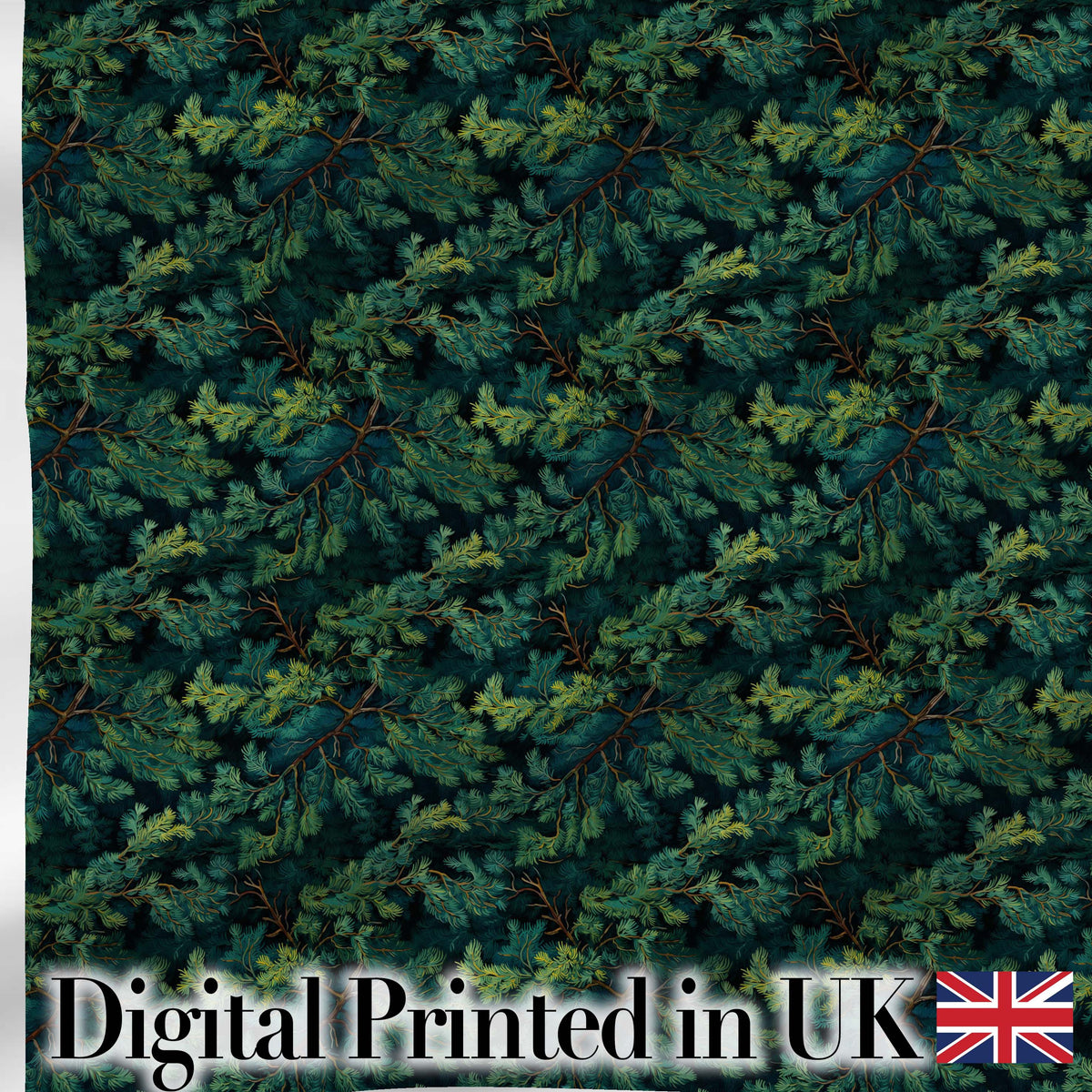 Vintage Pine Tree Repeat Pattern on Beige Background Digital Print Fabric by the Metre UK Sewing Quilting Textile