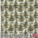 Pine Branch with White Blossom Pattern on Light Background Digital Print Fabric by the Metre UK Sewing Quilting Textile