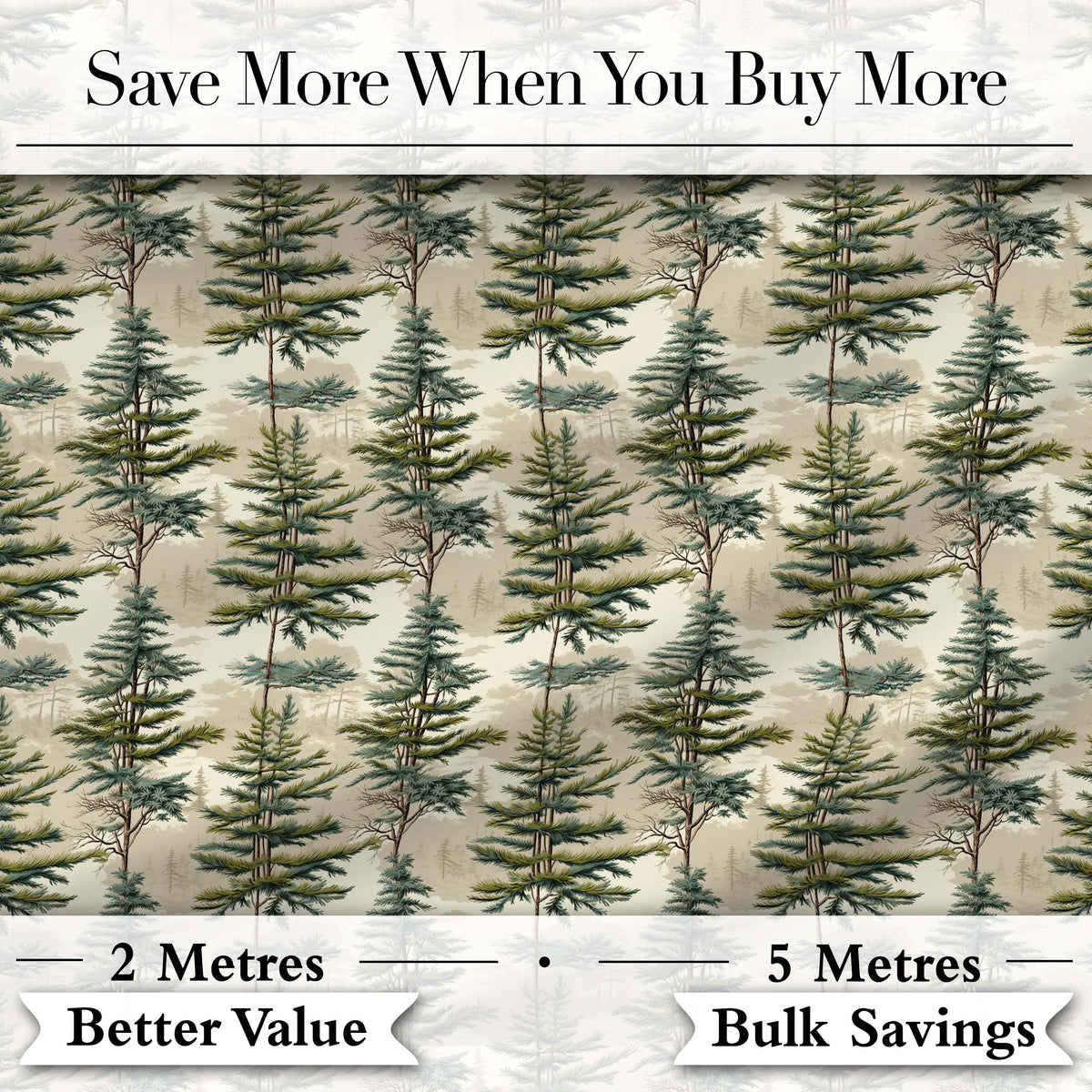 Pine Branch with White Blossom Pattern on Light Background Digital Print Fabric by the Metre UK Sewing Quilting Textile
